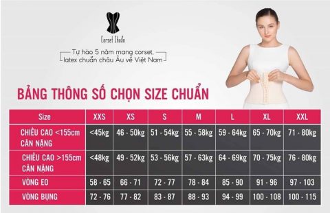 Chọn size Latex Corset Chuẩn
